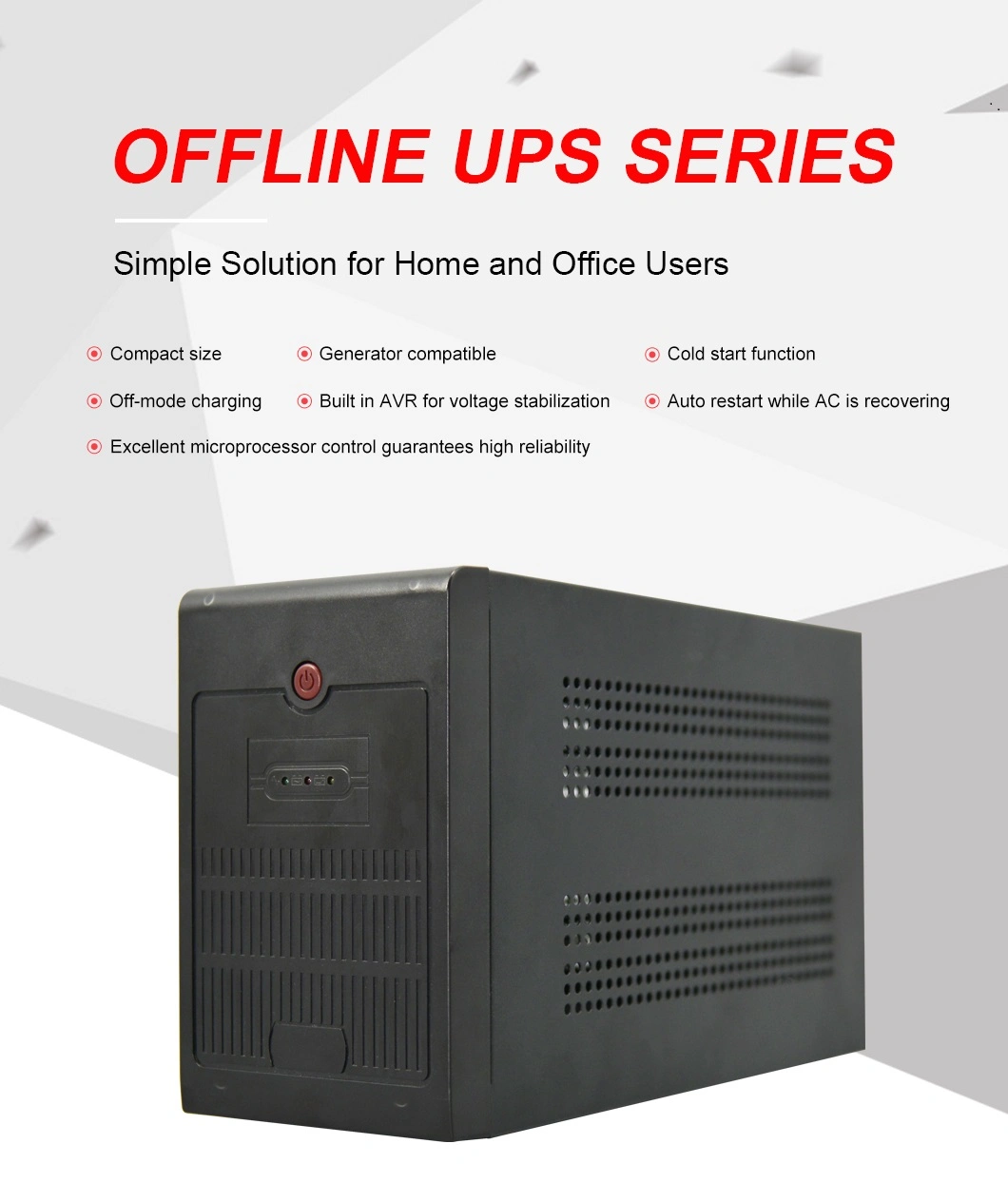 Techfine Pure Sine Wave UPS 650va 800va 1.2kVA 1.5kVA 2kVA 1.2kw 1kw off Line UPS with LCD /Battery Inside Power Supply UPS