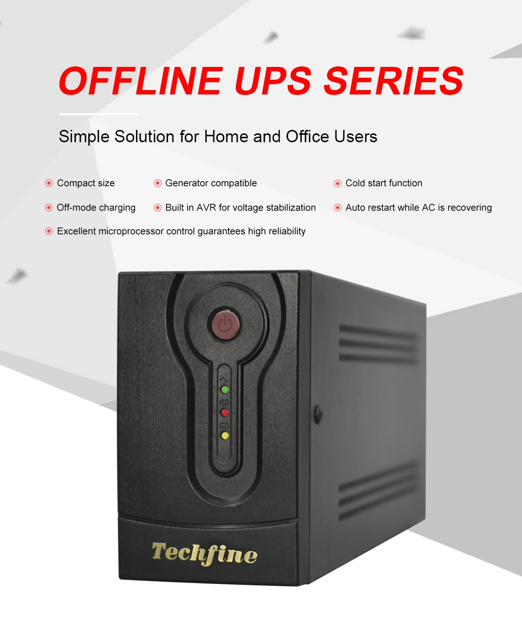 Techfine UPS High Quality Online Rack Mount UPS Battery UPS Industrial China Backup Power Pure Sine Wave 10kVA 20kVA 30kVA 40kVA 80kVA 240VDC