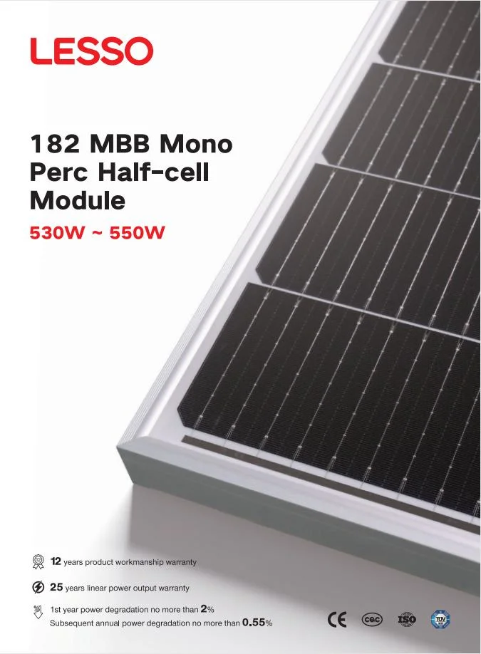 Wholesale Waterproof Monocrystalline Shingled 530W-550W 182 Mbb Solar Panels