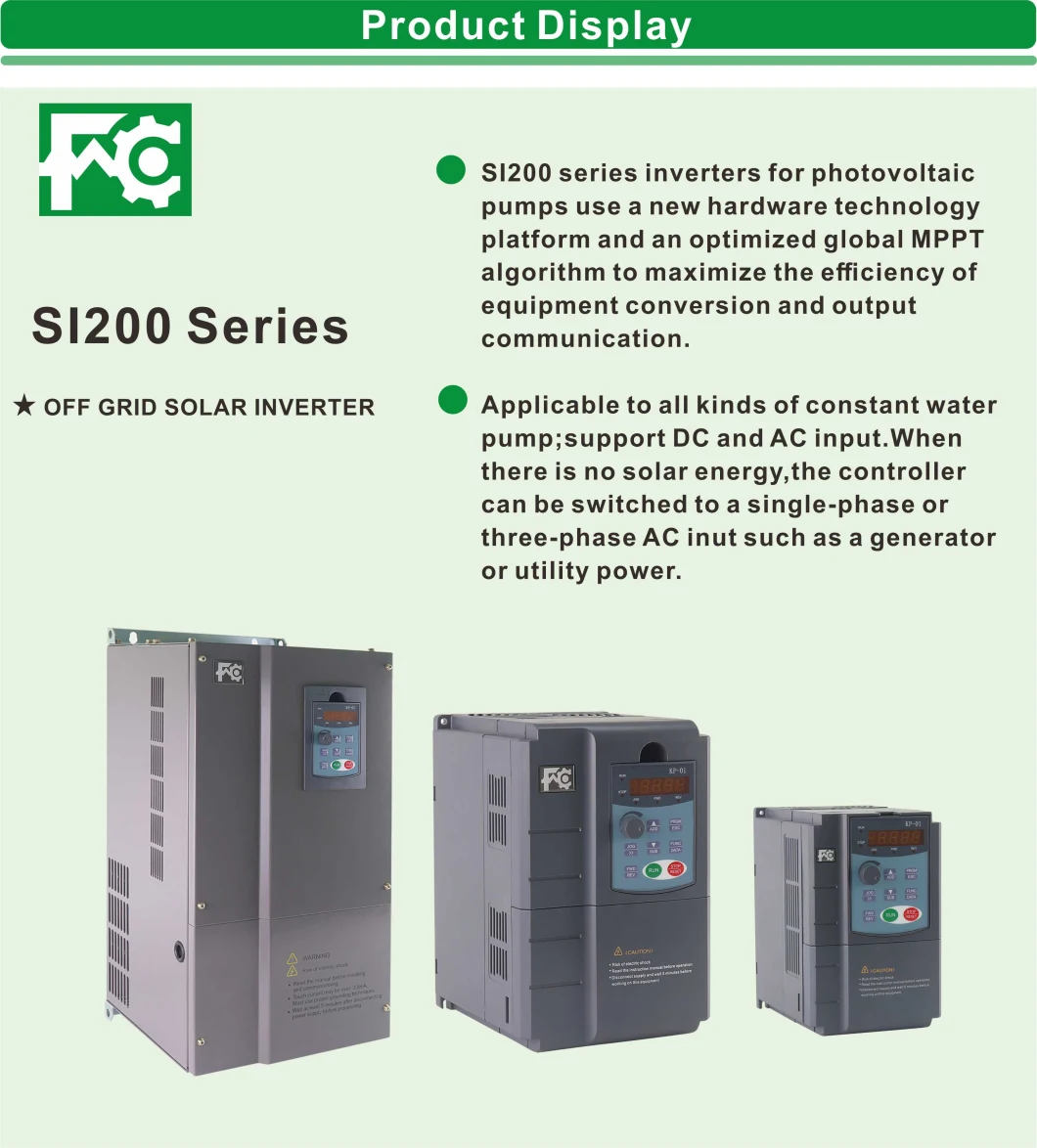AC Motor Solar Drive for Water Pump Single Phase Output